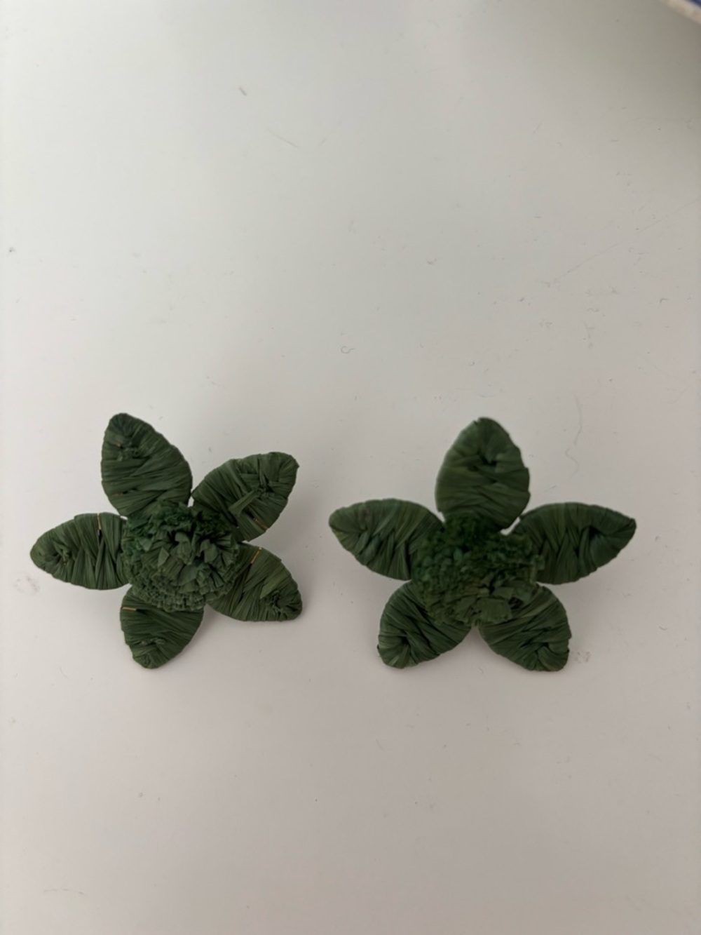 Mango Green Raffia Earrings - Picture 2 of 3